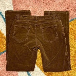 Lands’ End Women’s Brown Corduroy Mid Rise Straight Leg Pants 4p 4 petite